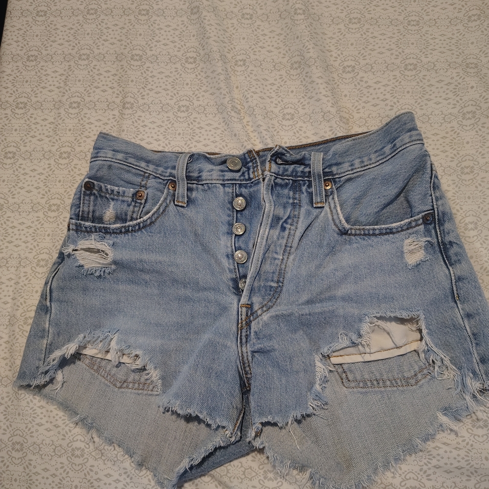 Levi's Light Blue Distressed Jean Shorts